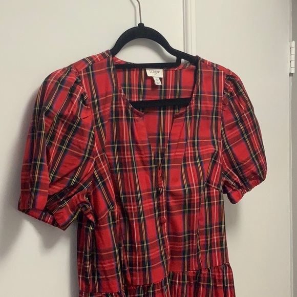 J Crew Holiday Tartan puff sleeve dress - Picture 3 of 5
